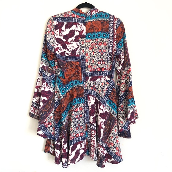 Bohemian Bell Sleeve Mini Dress - Picture 2 of 4